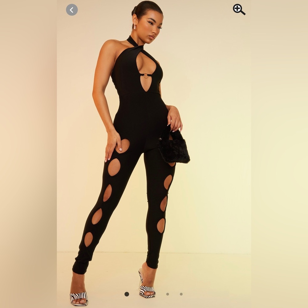 Black halter jumpsuit. Size 10 never worn